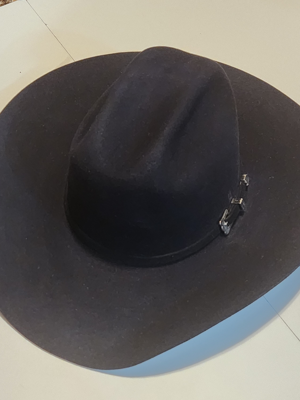 Rodeo King 7X Beaver Felt Black Cowboy Hat Size 7 Buckle Made In The USA